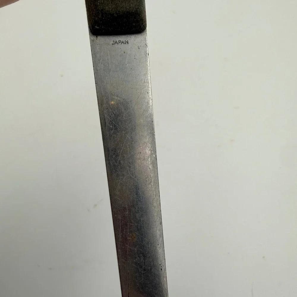 Vintage Household Japan Slotted Spatula Turner Stainless Steel Wood Handle 12